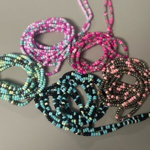 5 pcs Colorful waist bead set.  Mixed Pastels & Black